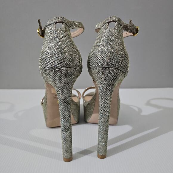 Stuart Weitzman Nudistcurve Hollywood Heel Womens Size 8 Platino Platform Sandal - Picture 10 of 15